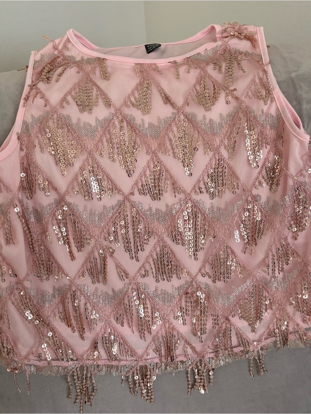 Embellished Pink Sequin Shell Top